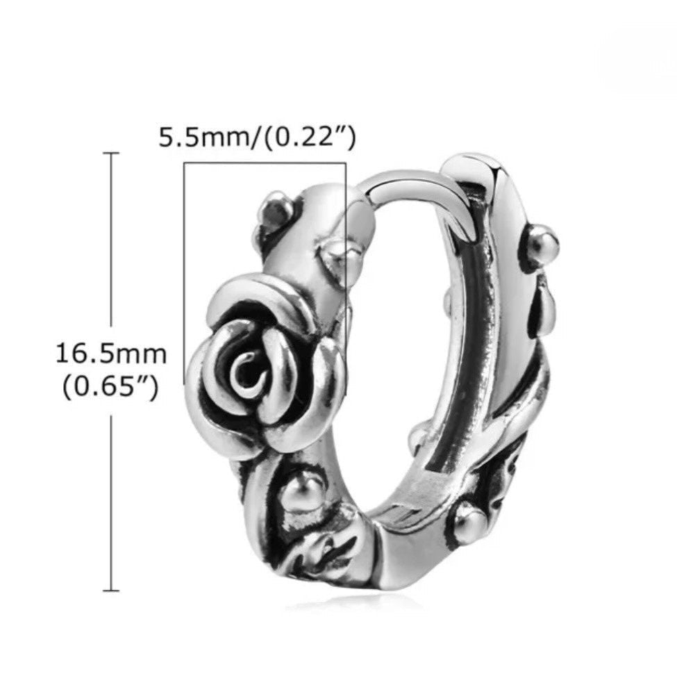 Mens huggie flower hoop earrings womens irish knot triquetra claddaghs viking valknut scottish waterproof hypoallergenic stainless steel