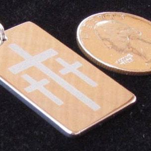 Men's 3 Crosses Calvary Dog Tag Necklace | Stainless Steel Cross Pendant