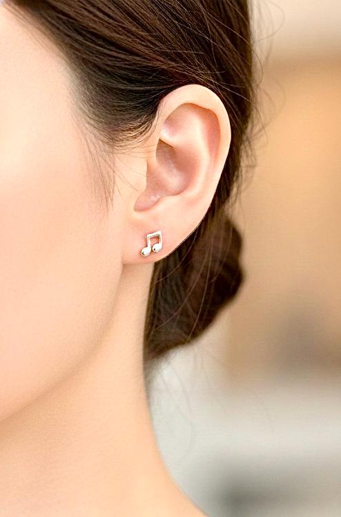 Sterling Silver Music Note Stud Earrings | Music Teacher Gift Studs
