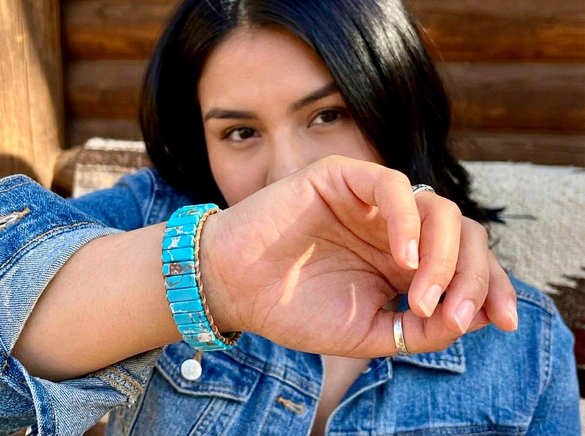 Natural Turquoise Stone Southwestern Wrap Bracelet
