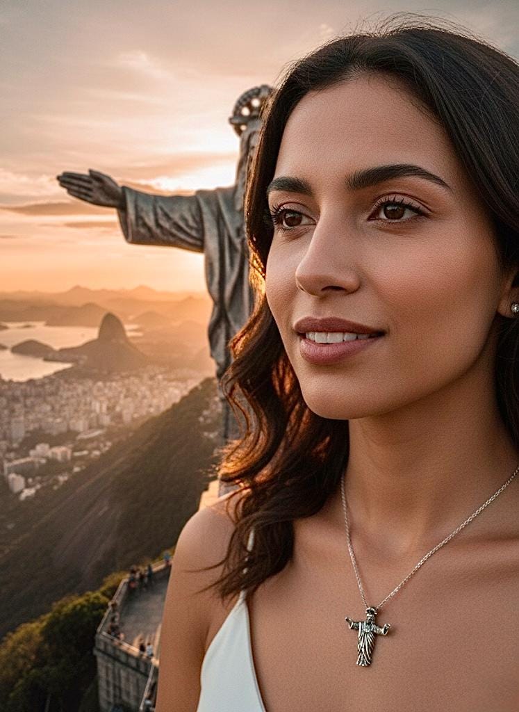 Sterling Silver Christ the Redeemer Cross Necklace