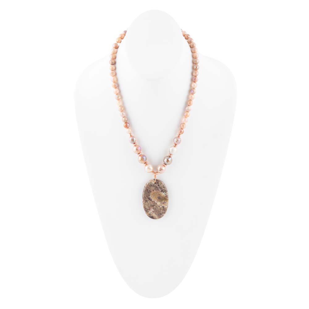 Jasper Slab in Pink Necklace