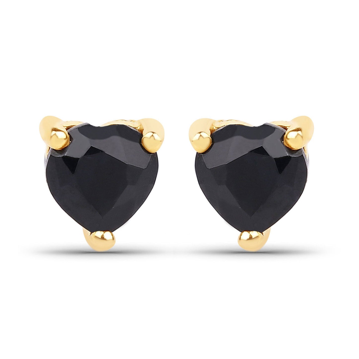 0.70 ct Genuine Black Sapphire 14K Yellow Gold Earrings