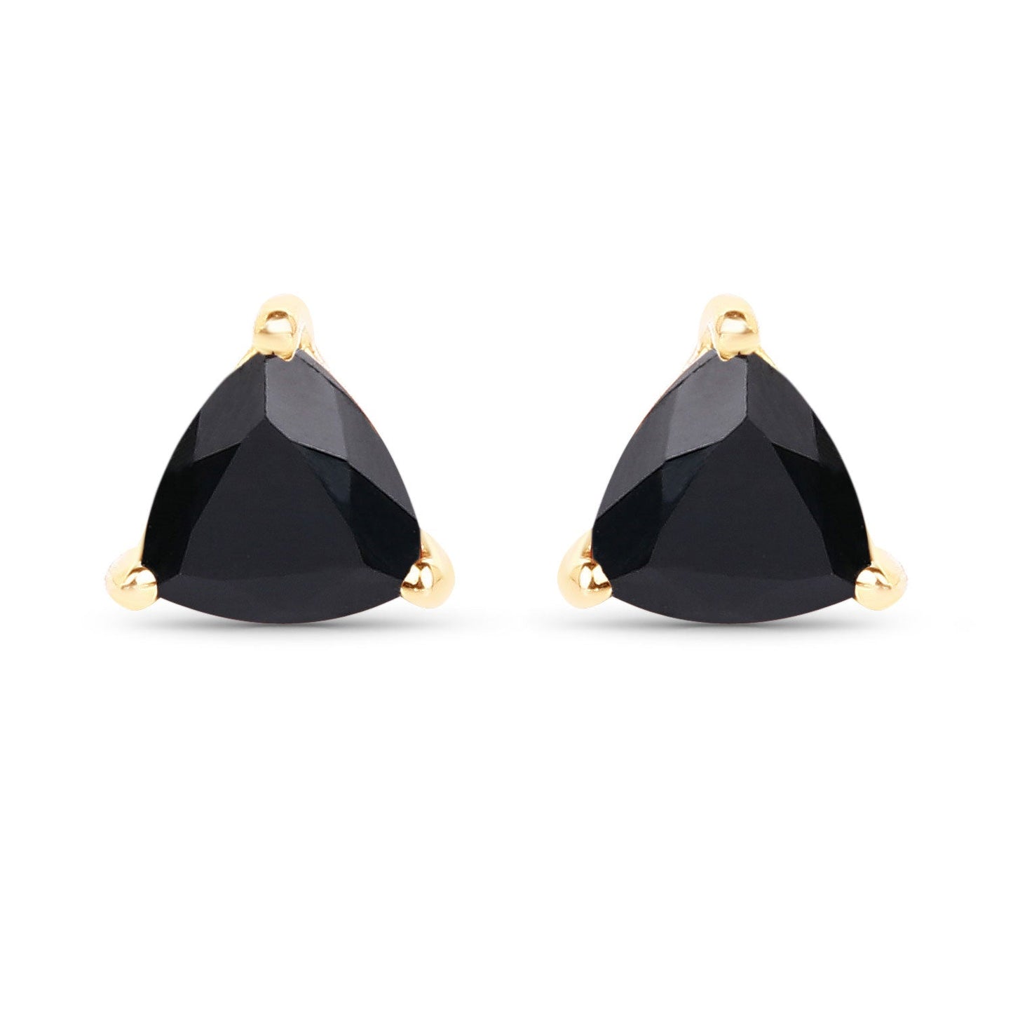0.70 ct Genuine Black Sapphire 14K Yellow Gold Earrings