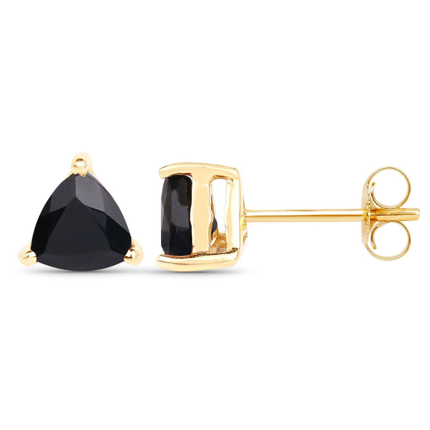 0.70 ct Genuine Black Sapphire 14K Yellow Gold Earrings