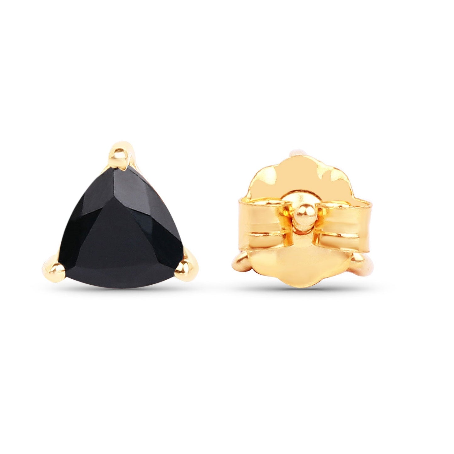0.70 ct Genuine Black Sapphire 14K Yellow Gold Earrings
