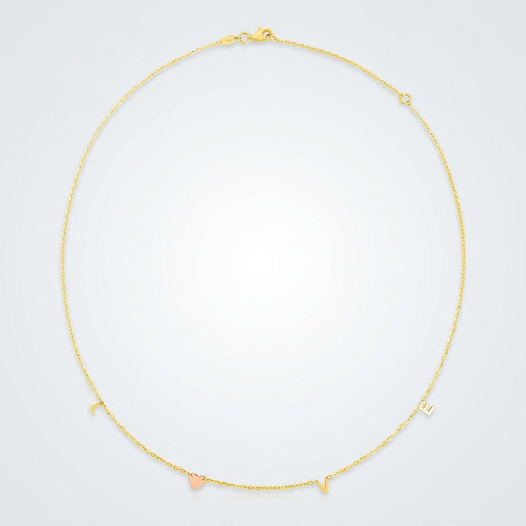14k Two Tone Gold Love Necklace