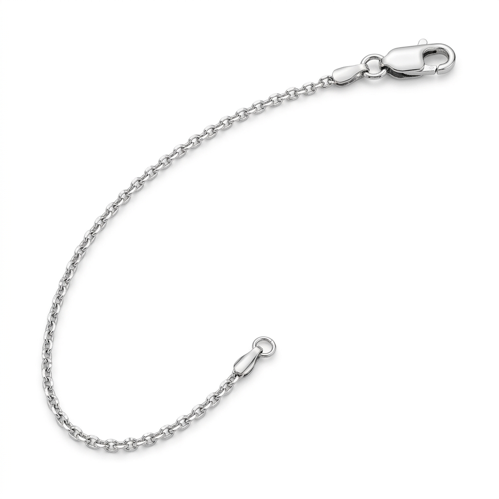 14k White Diamond Cut Cable Link Chain 0.8mm