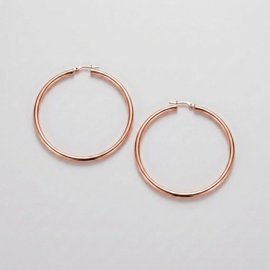 14k Rose Gold Polished Hoop Earring (25 mm)