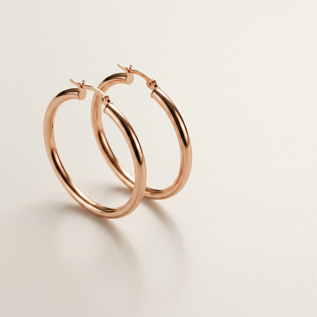 14k Rose Gold Polished Hoop Earring (25 mm)