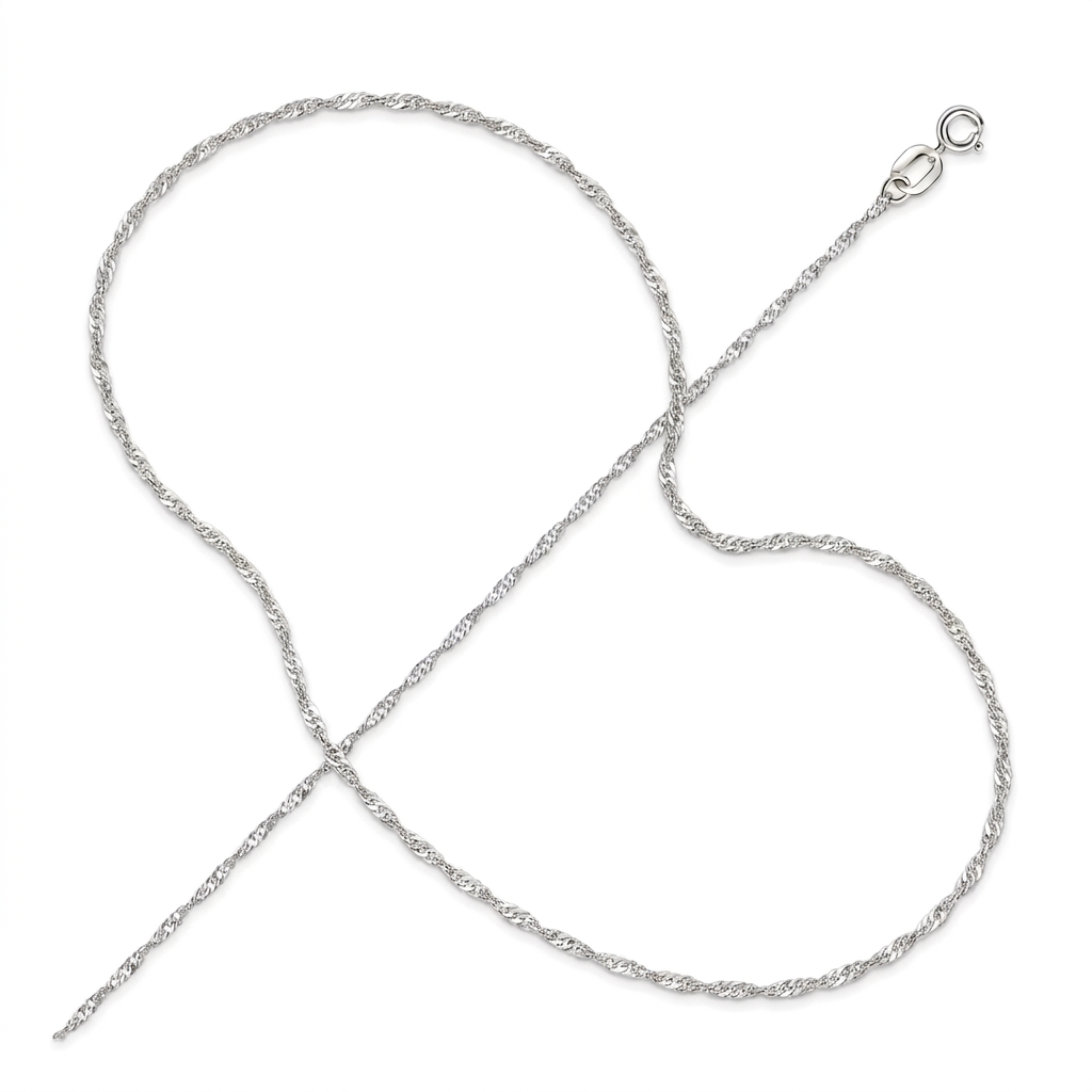 14k White Gold Singapore Chain 1.0mm