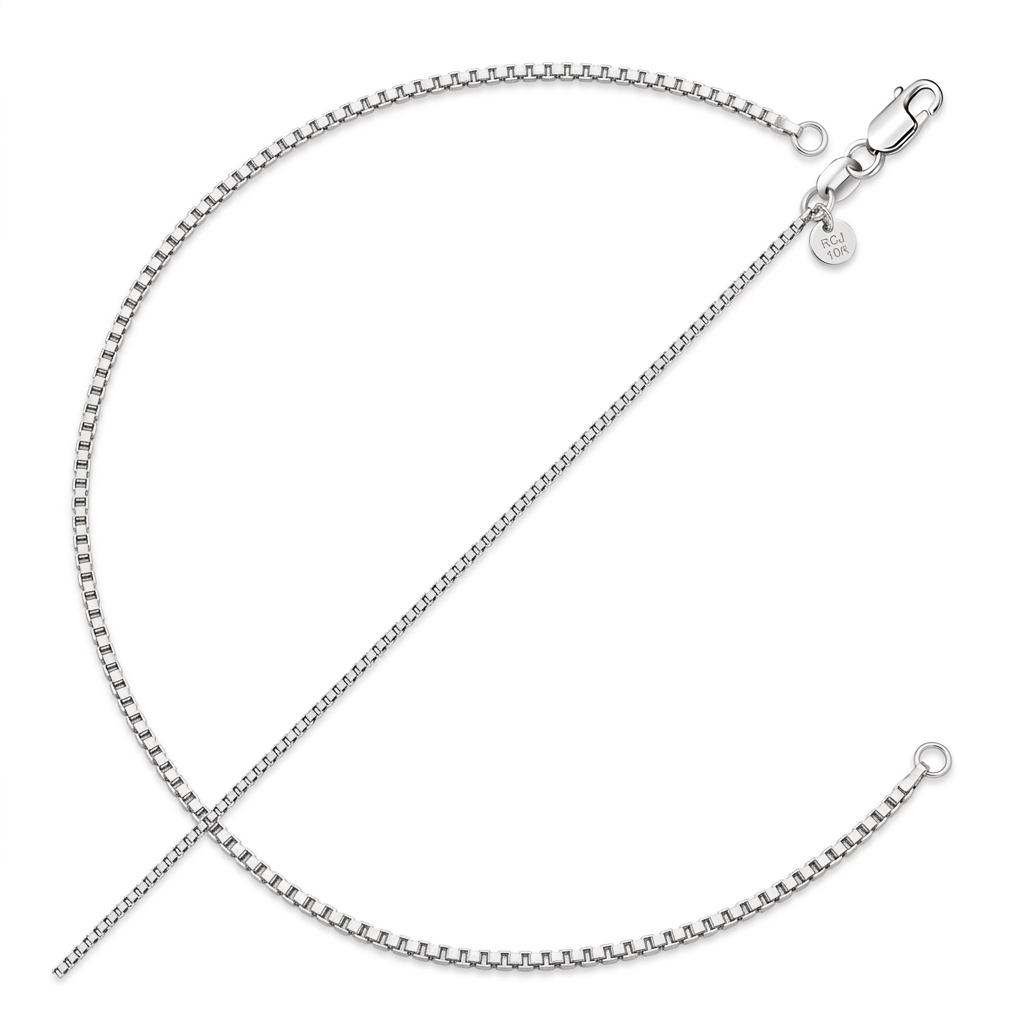 10k White Gold Classic Box Chain 0.8mm