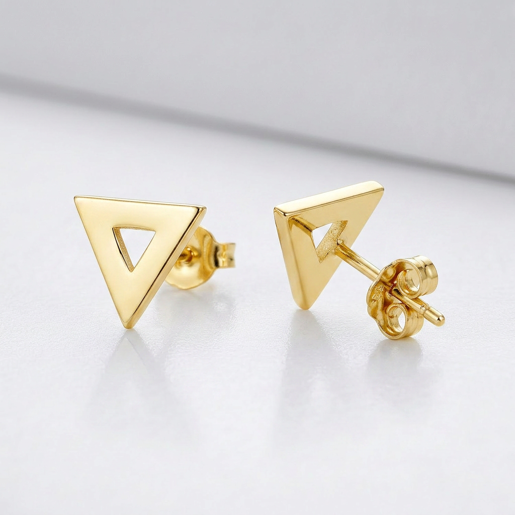 14 k Yellow Gold Polished Open Triangle Post Earrings