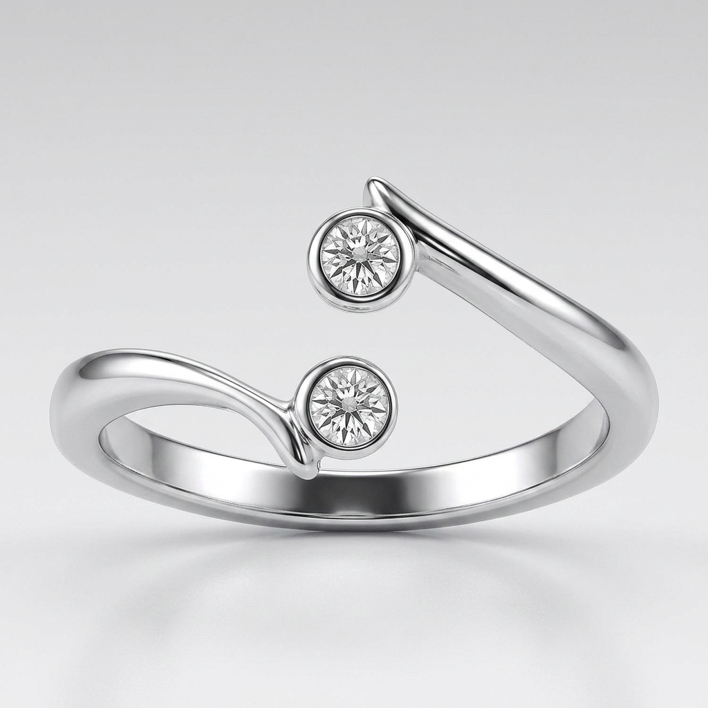 Sterling Silver Rhodium Finished Open Style Cubic Zirconia Accented Toe Ring
