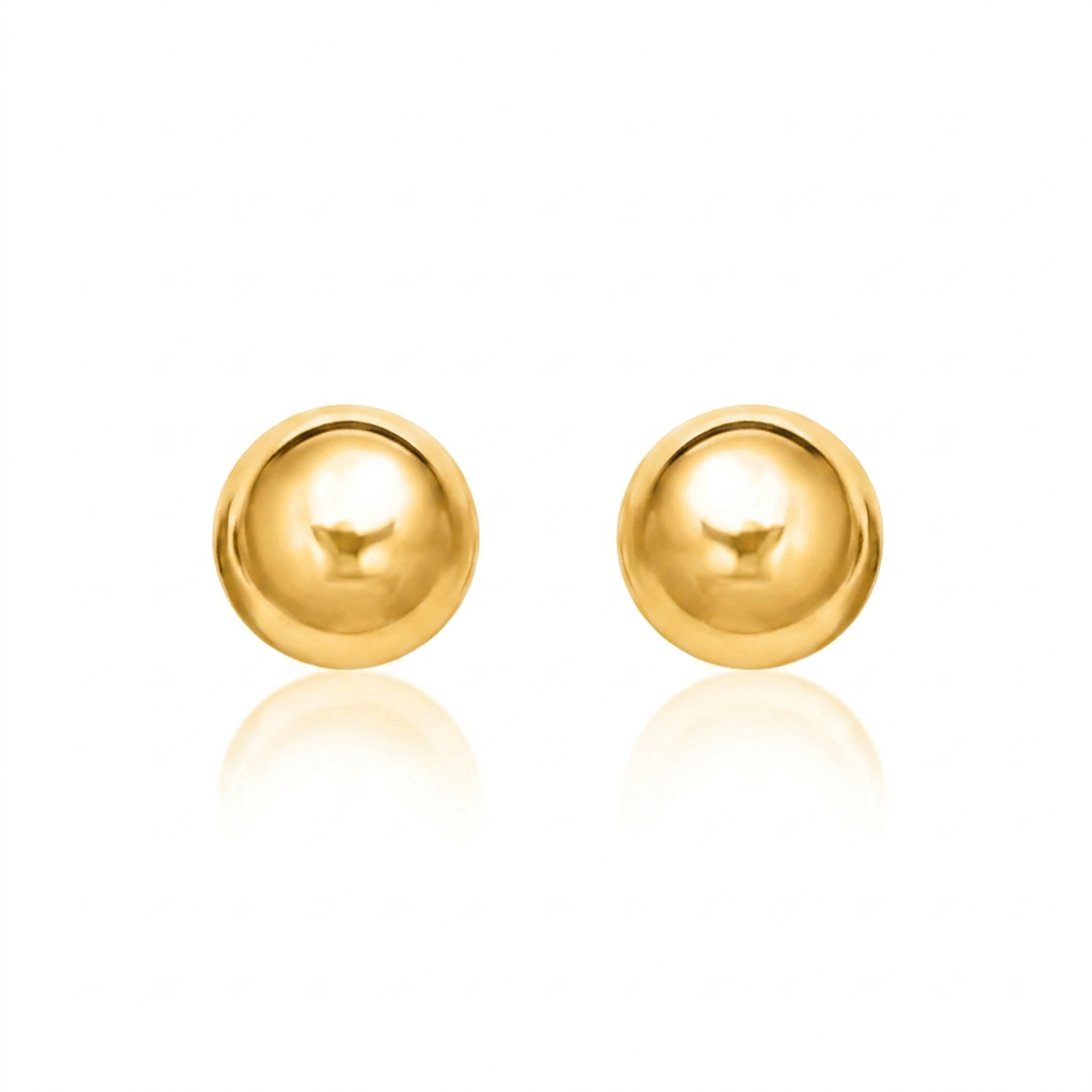 14k Yellow Gold Round Stud Earrings (6.0 mm)