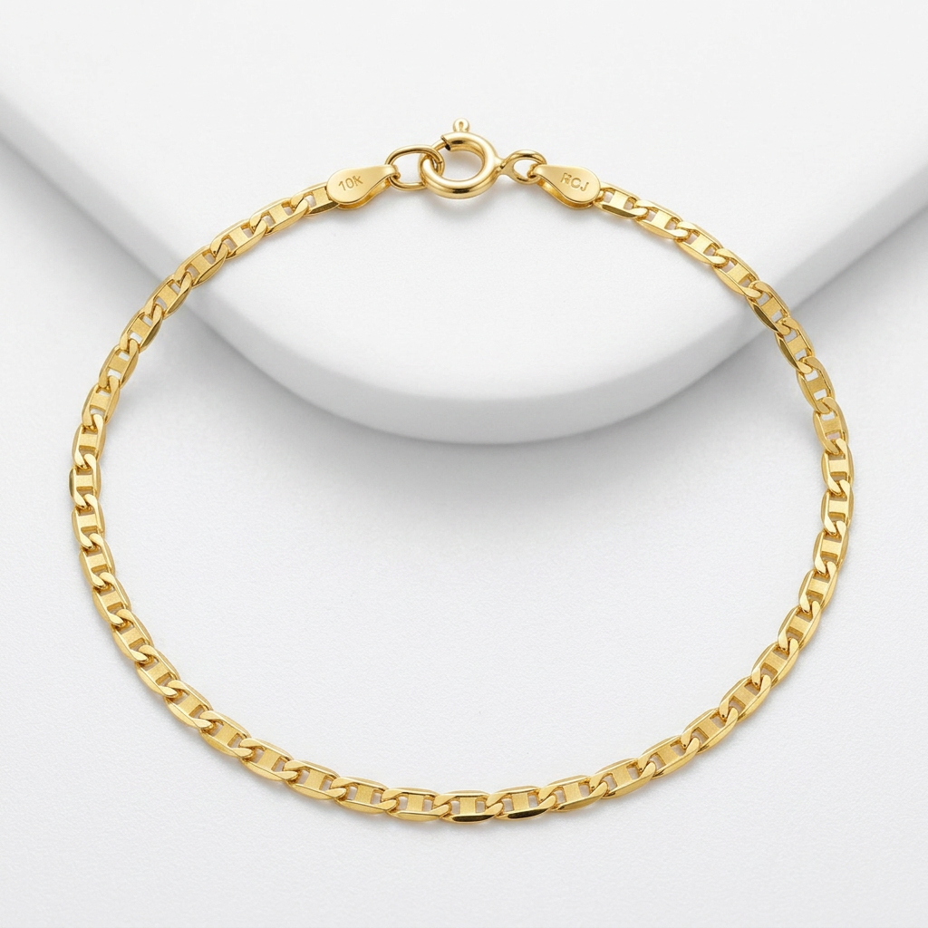 10k Yellow Gold Mariner Link Anklet 1.2mm