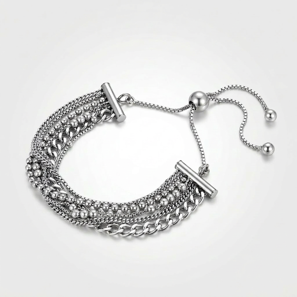Adjustable Multi Chain Bracelet in Sterling Silver