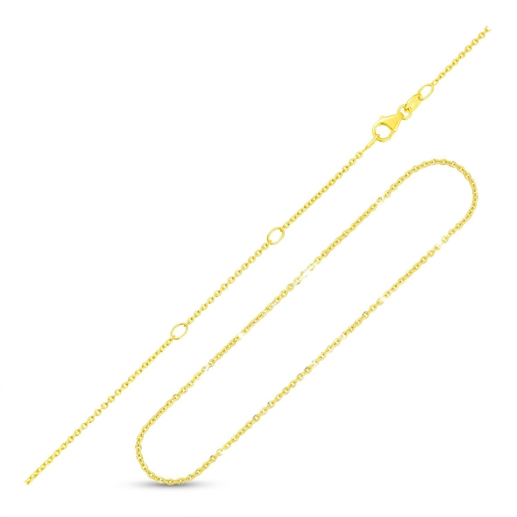 Double Extendable Diamond Cut Cable Chain in 14k Yellow Gold (1.4mm)