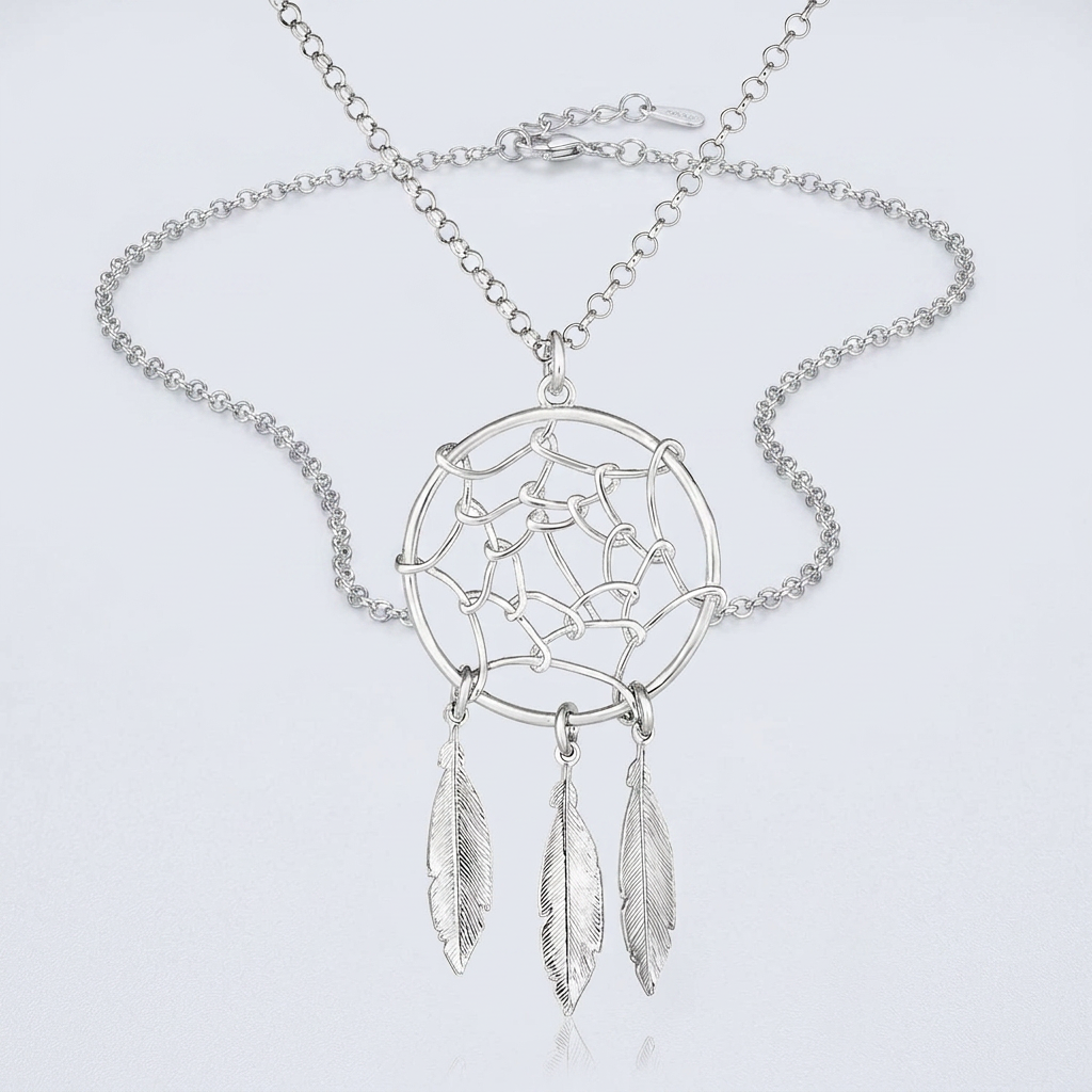 Sterling Silver 17 inch Necklace with Dream Catcher Pendant