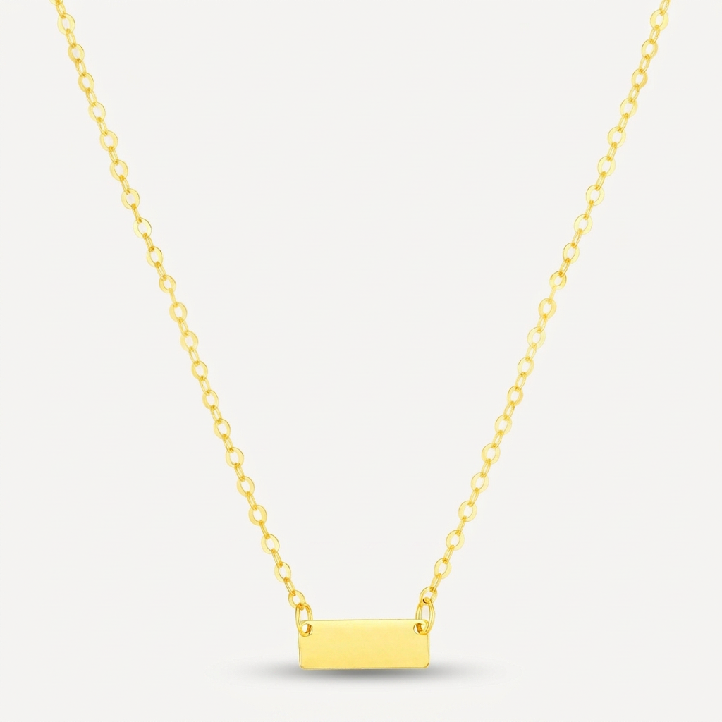 14k Yellow Gold Polished Mini Bar Necklace