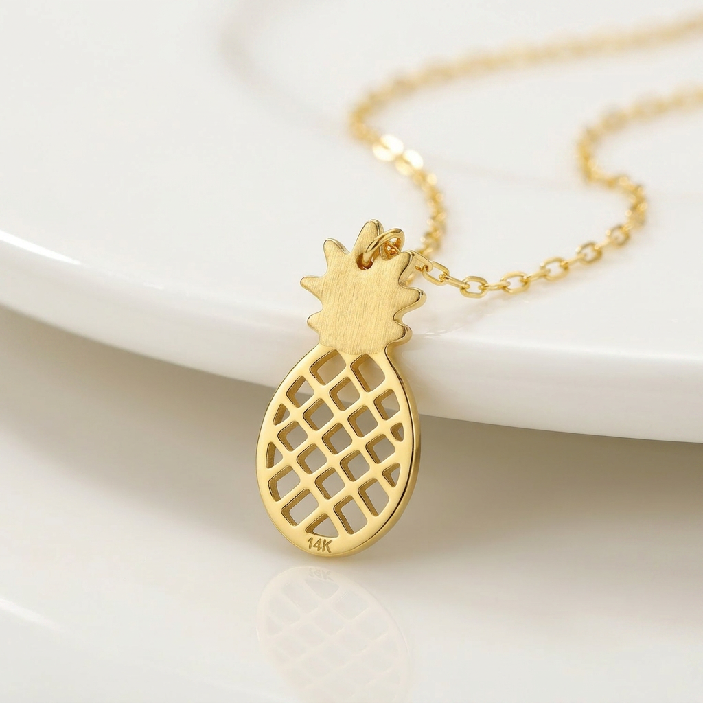 14K Yellow Gold Pineapple Necklace