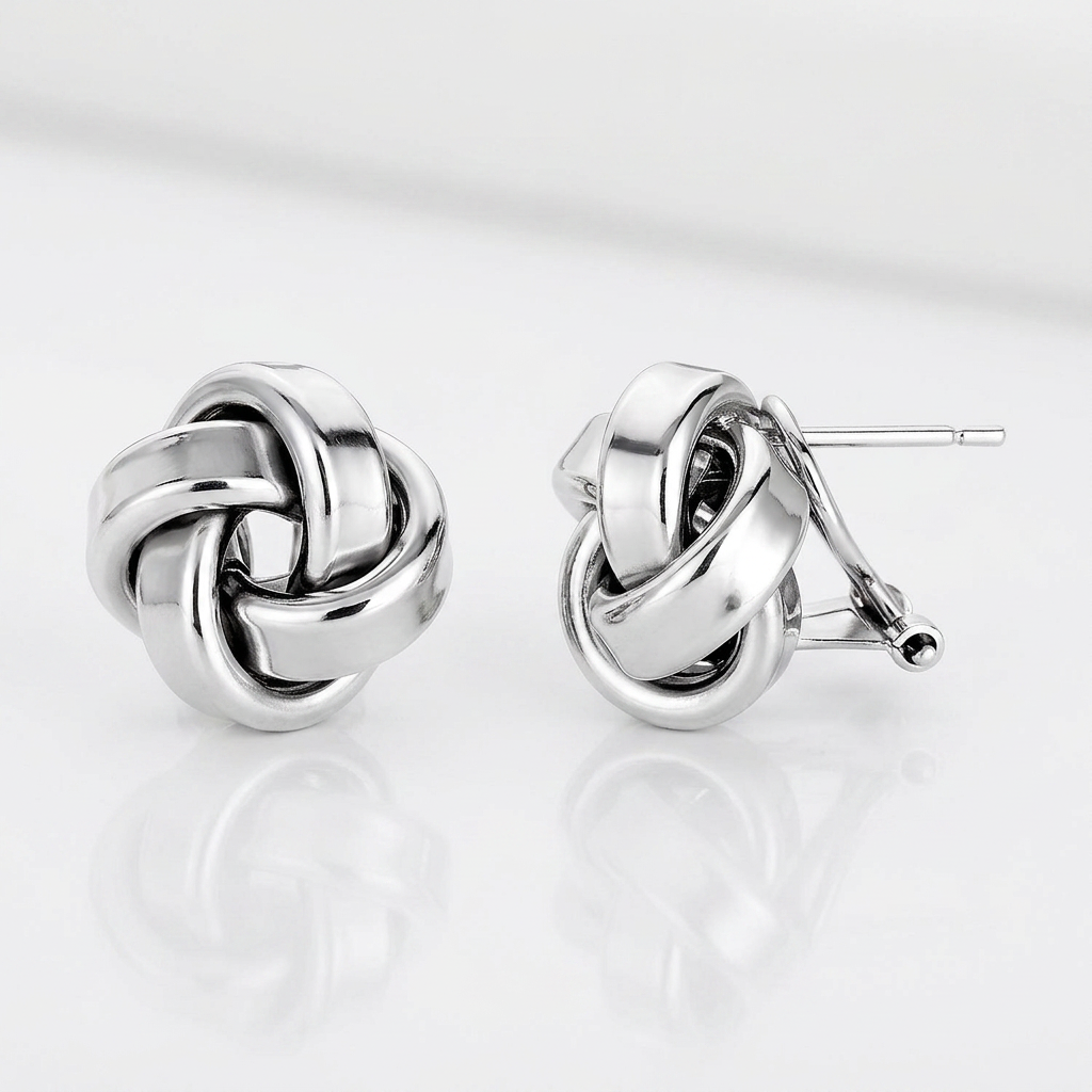Large Sterling Silver Polished Love Knot Earrings