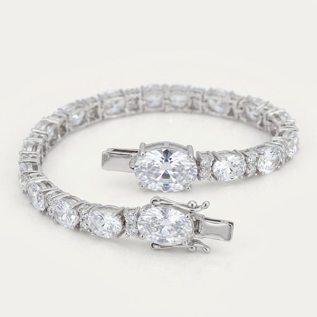 Oversized Oval Cubic Zirconia Tennis Bracelet
