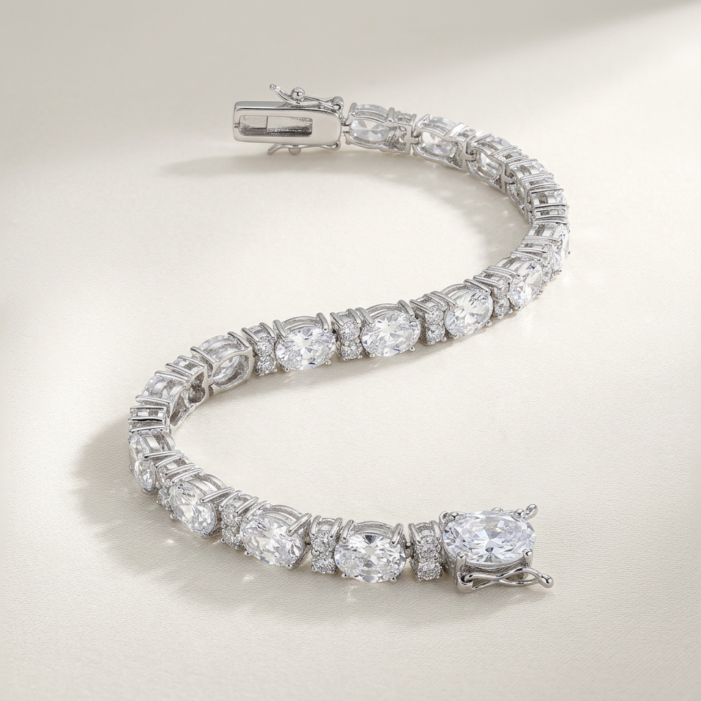 Oversized Oval Cubic Zirconia Tennis Bracelet