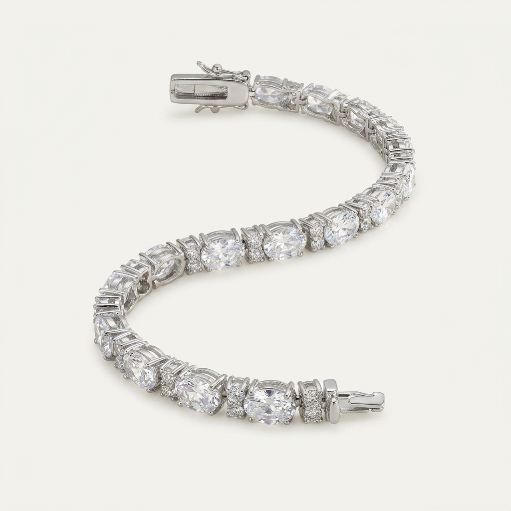 Oversized Oval Cubic Zirconia Tennis Bracelet
