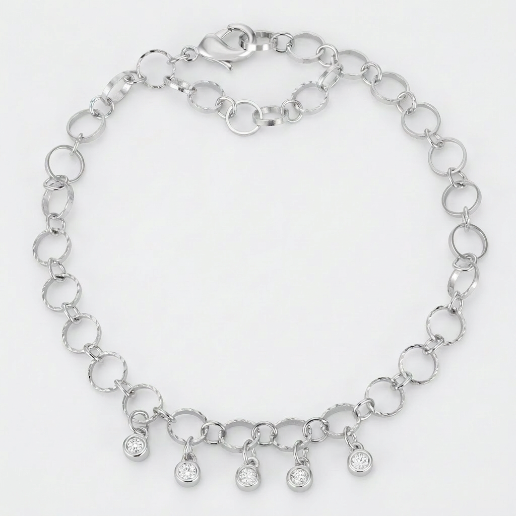 .55 Ct Stunning 8" Bracelet with CZ Charms
