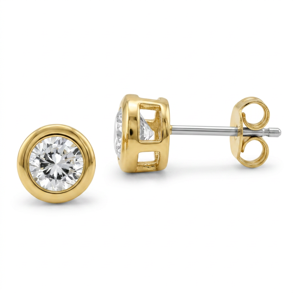 Bezel Stud Earrings
