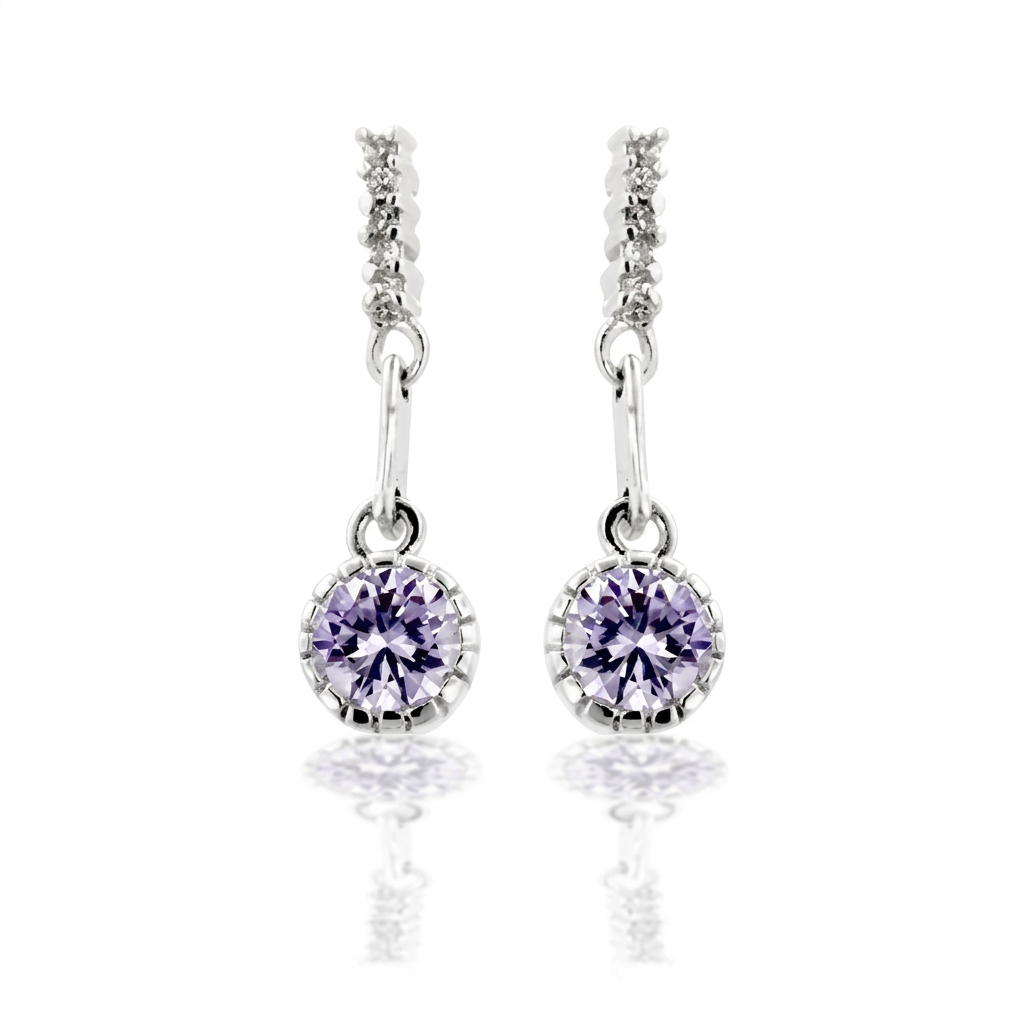 Avera Cubic Zirconia Dangle Earrings in Polished Silver