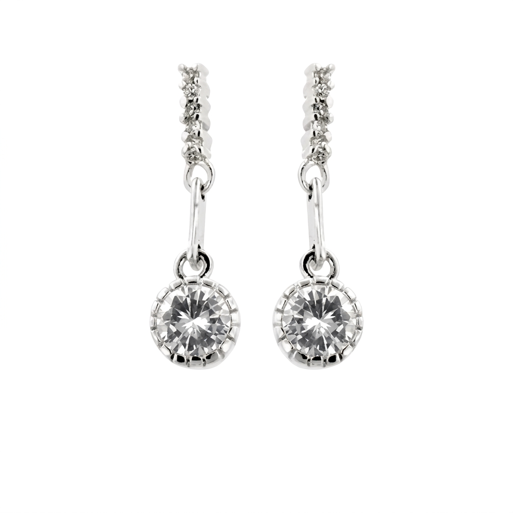 Avera Cubic Zirconia Dangle Earrings in Polished Silver