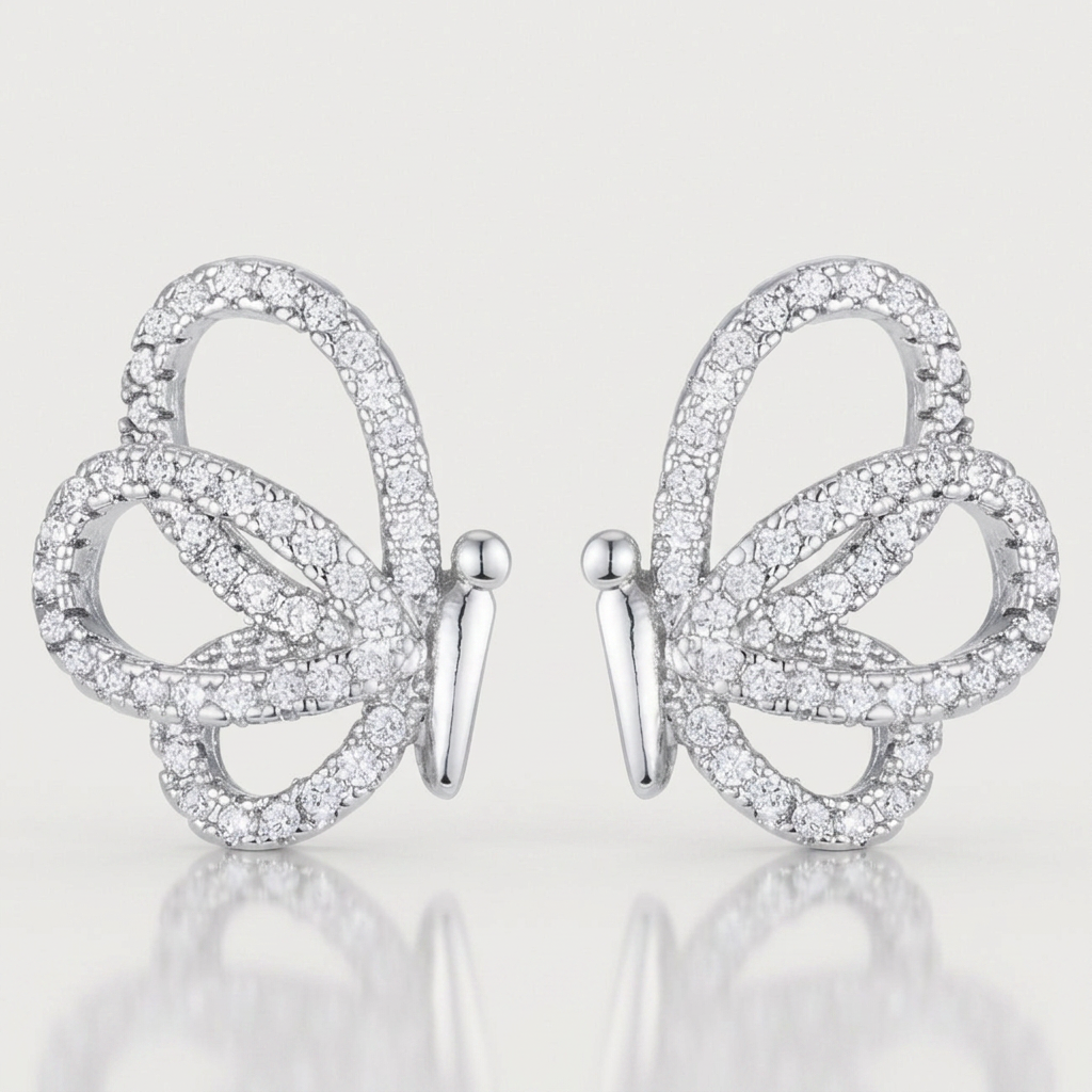Avera .45 Ct Cubic Zirconia Butterfly Stud Earrings