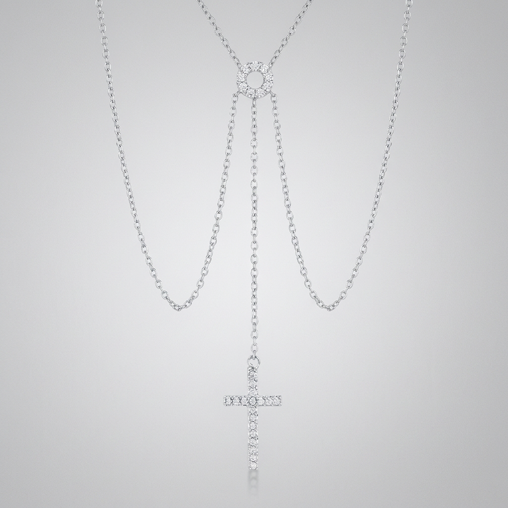 Miranda 0.3ct CZ Classic Lariat Cross Necklace