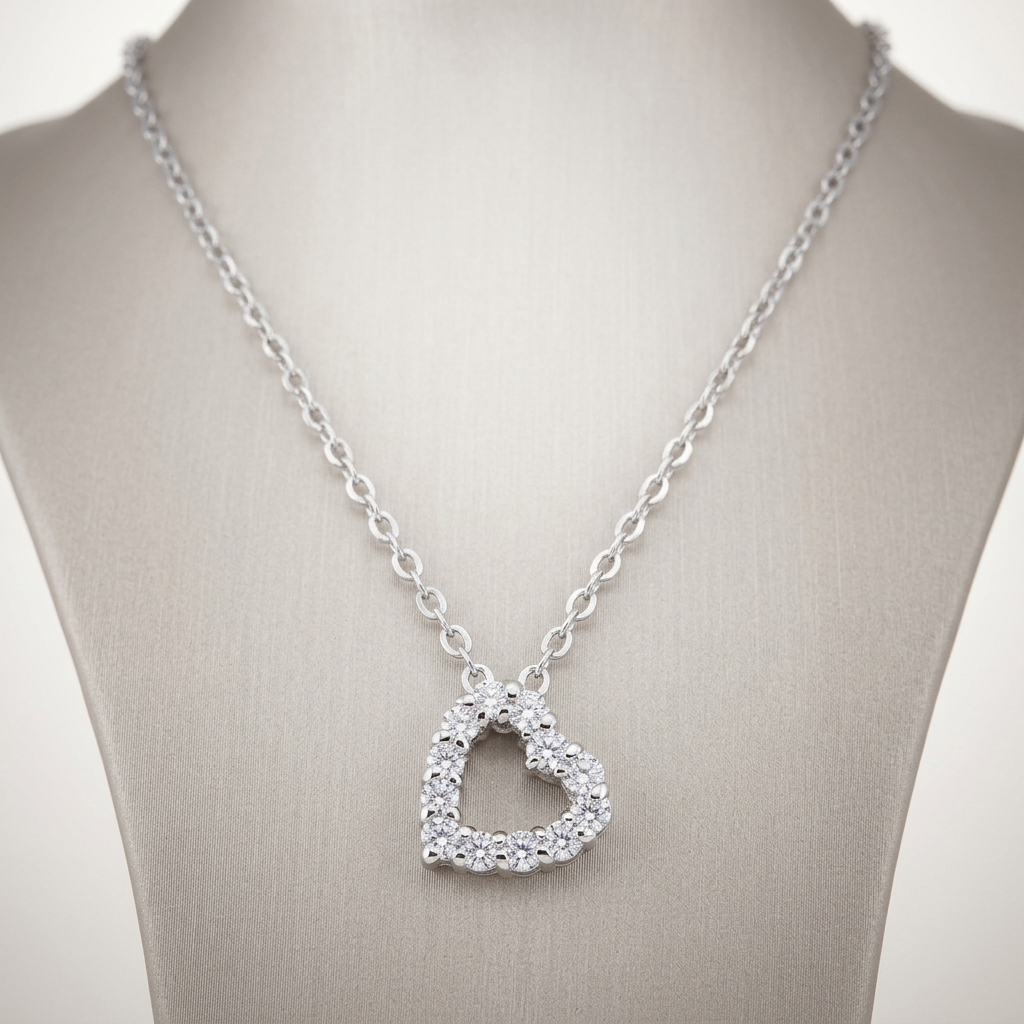 Avera Cubic Zirconia Heart Silhouette Pendant in Sterling Silver