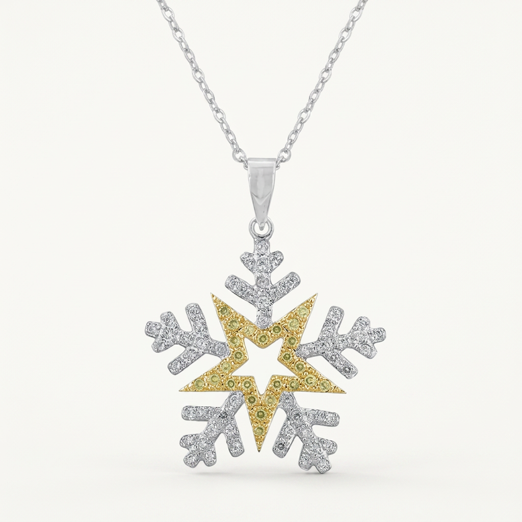 Avera Pave Snowflake Pendant in Sterling Silver