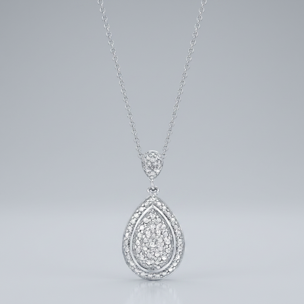 Avera Teardrop Crest Pendant in Polished Sterling Silver