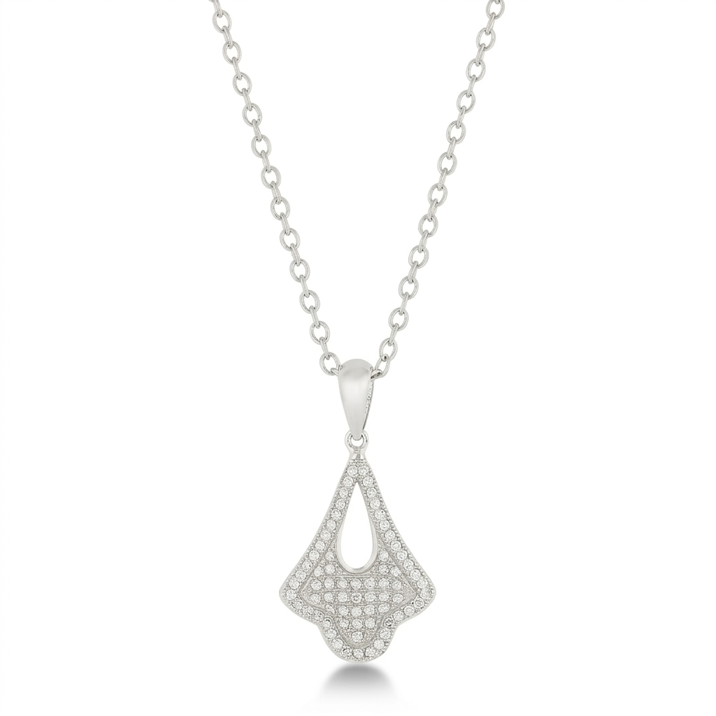 Avera Elegant Tear Drop Dangle Pendant in Polished Silver