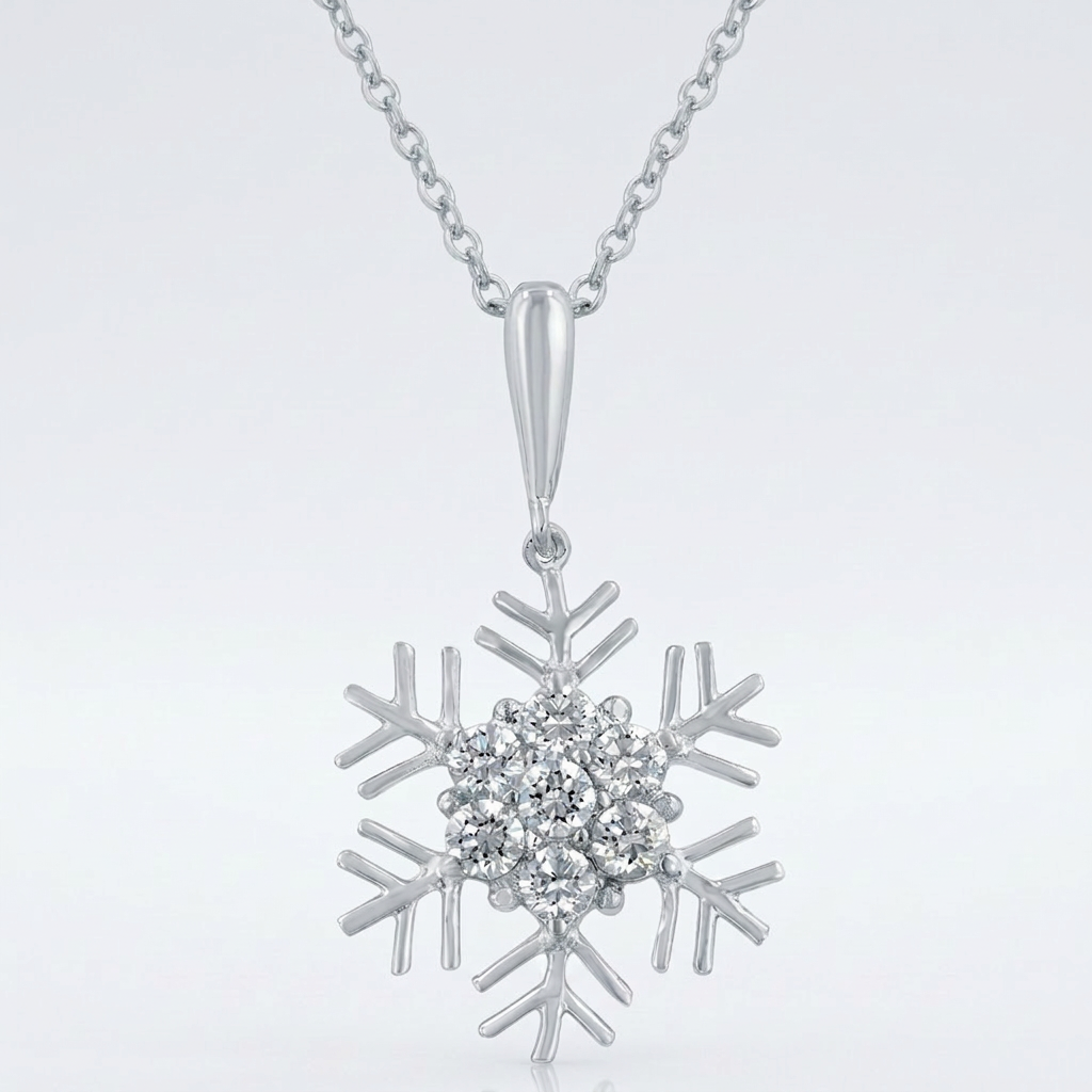 Avera Snowflake Cubic Zirconia Pendant in Sterling Silver