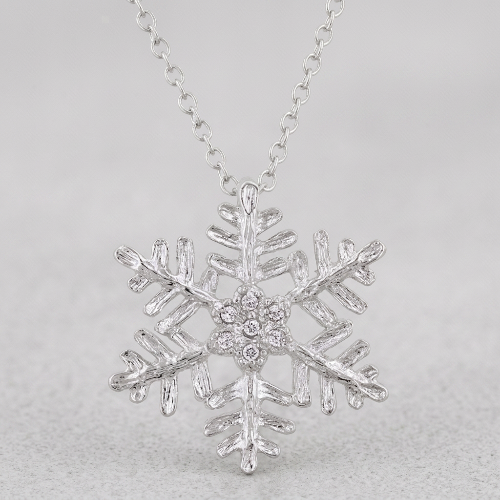 Avera Large Snowflake Pendant In Sterling Silver