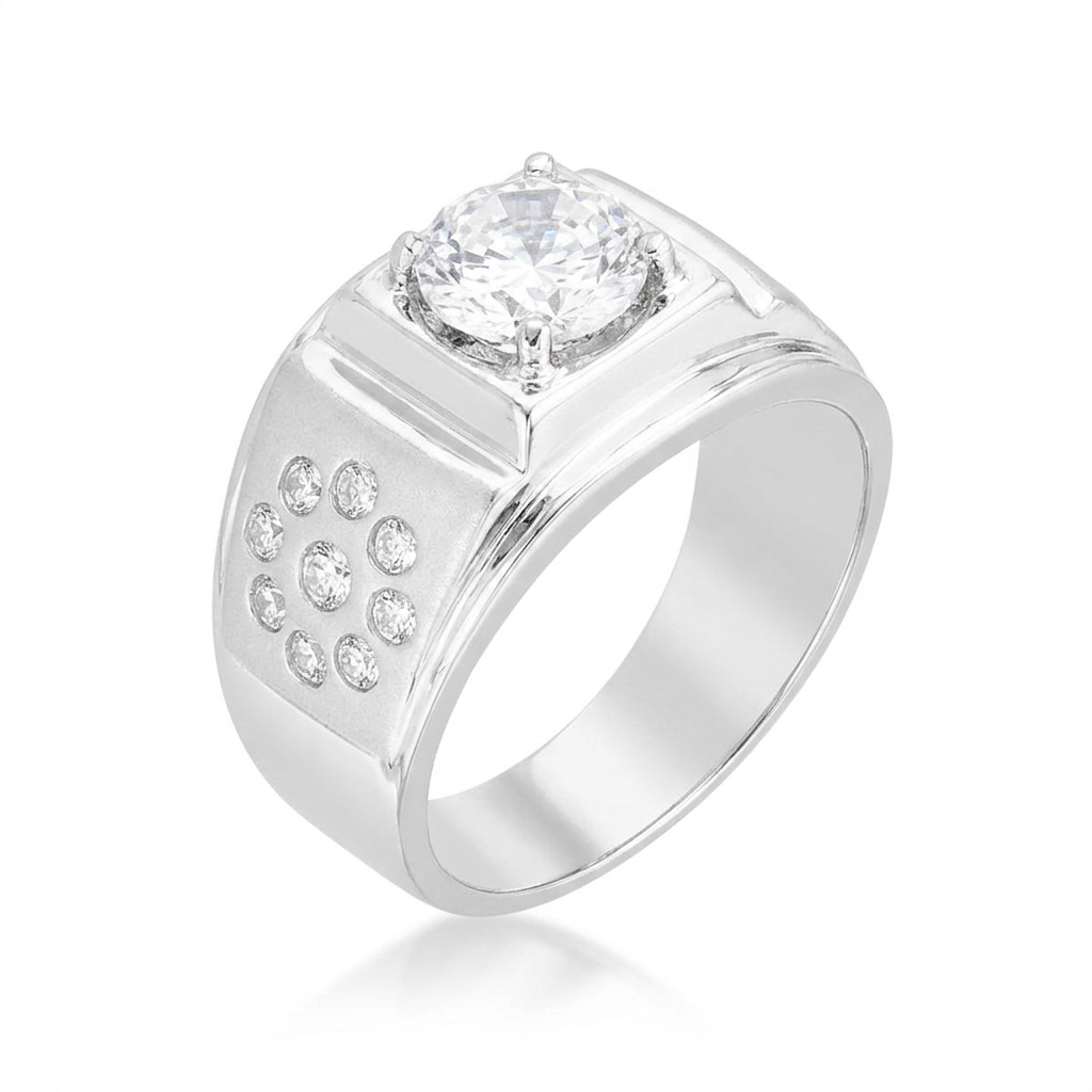 Avera Iron Man Cubic Zirconia Ring in Sterling Silver Finish