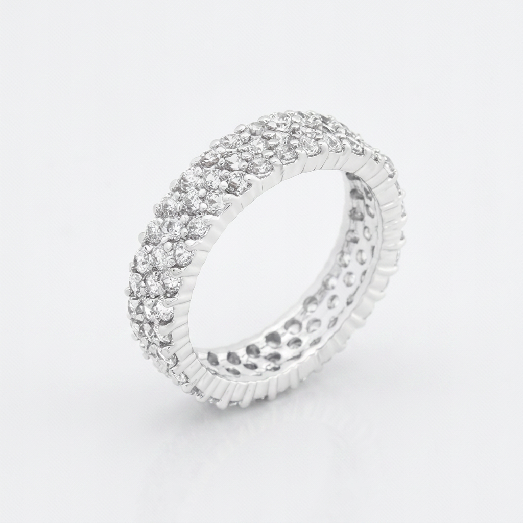 Avera Jewelry Pave Eternity Ring in Sterling Silver