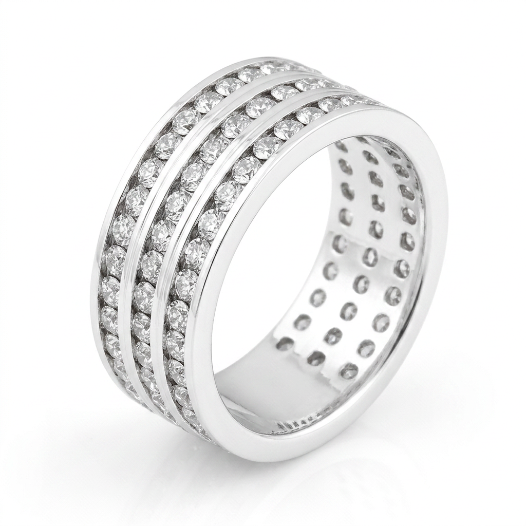 Avera Triple Row Crystal Eternity Band in Silver Tone