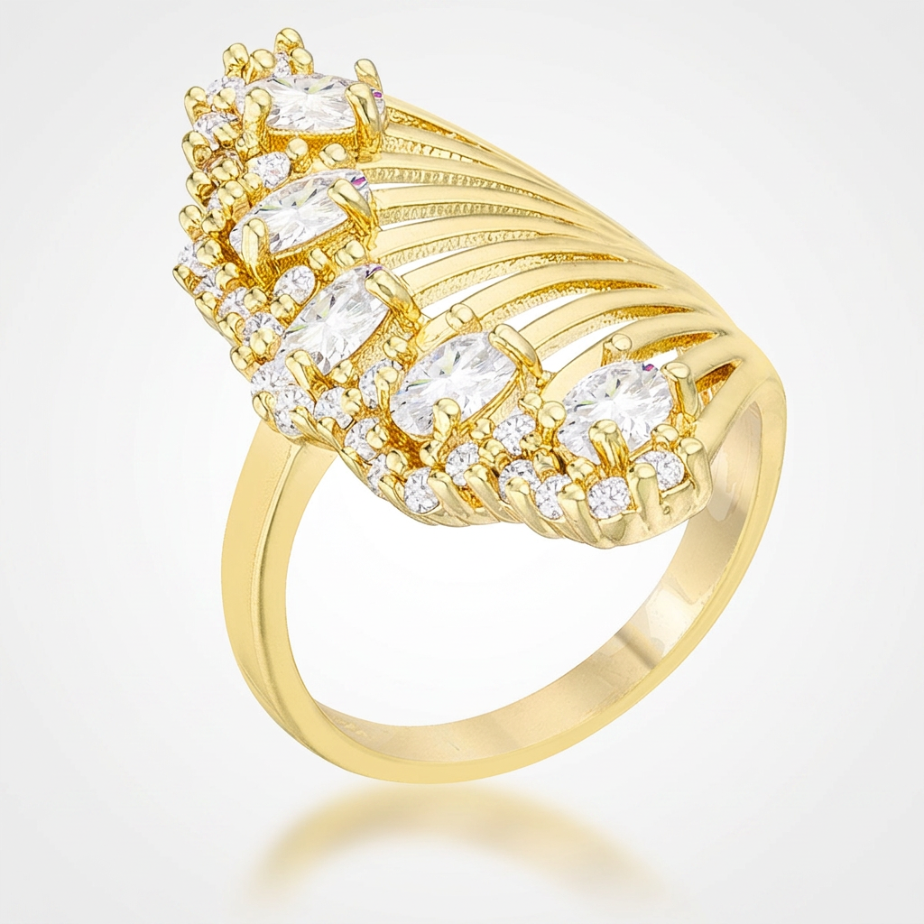 Avera Natalie 2.15ct Cubic Zirconia 14k Gold Contemporary Cocktail Ring