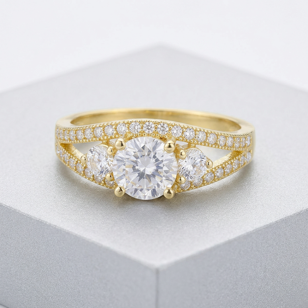 Avera Genna 1.1ct Cubic Zirconia 14k Gold Delicate Classic Ring