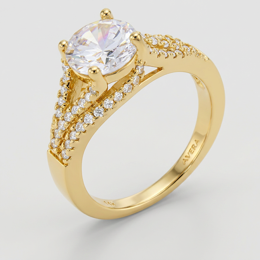 Avera Irine 2.3ct Cubic Zirconia 14k Gold Classic Ring