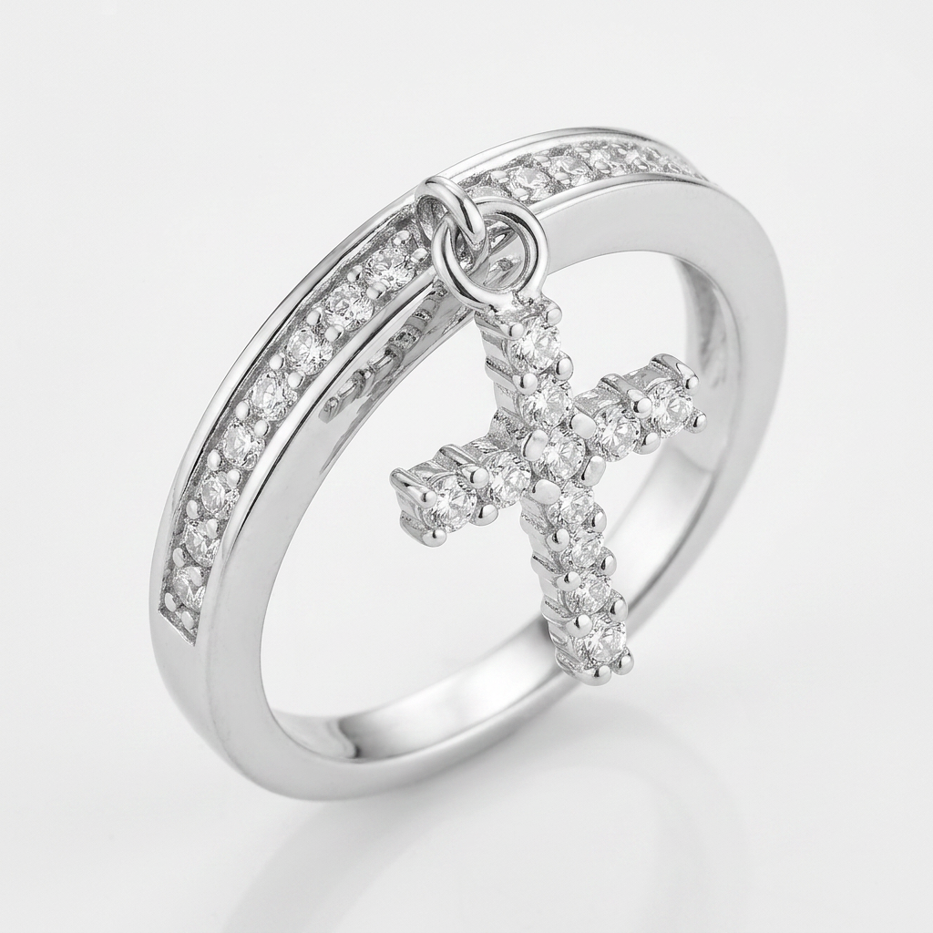 Avera Christine 0.2ct Cubic Zirconia Cross Charm Ring