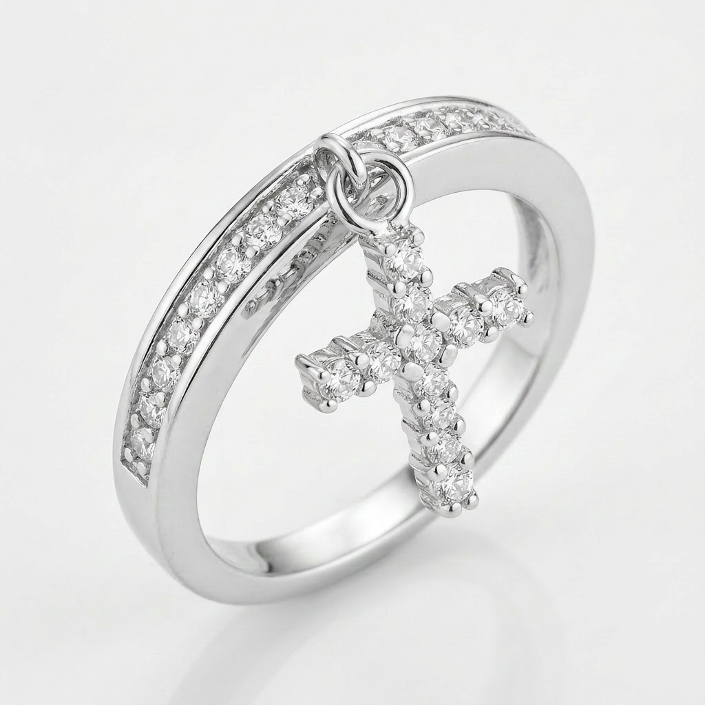 Avera Christine 0.2ct Cubic Zirconia Cross Charm Ring
