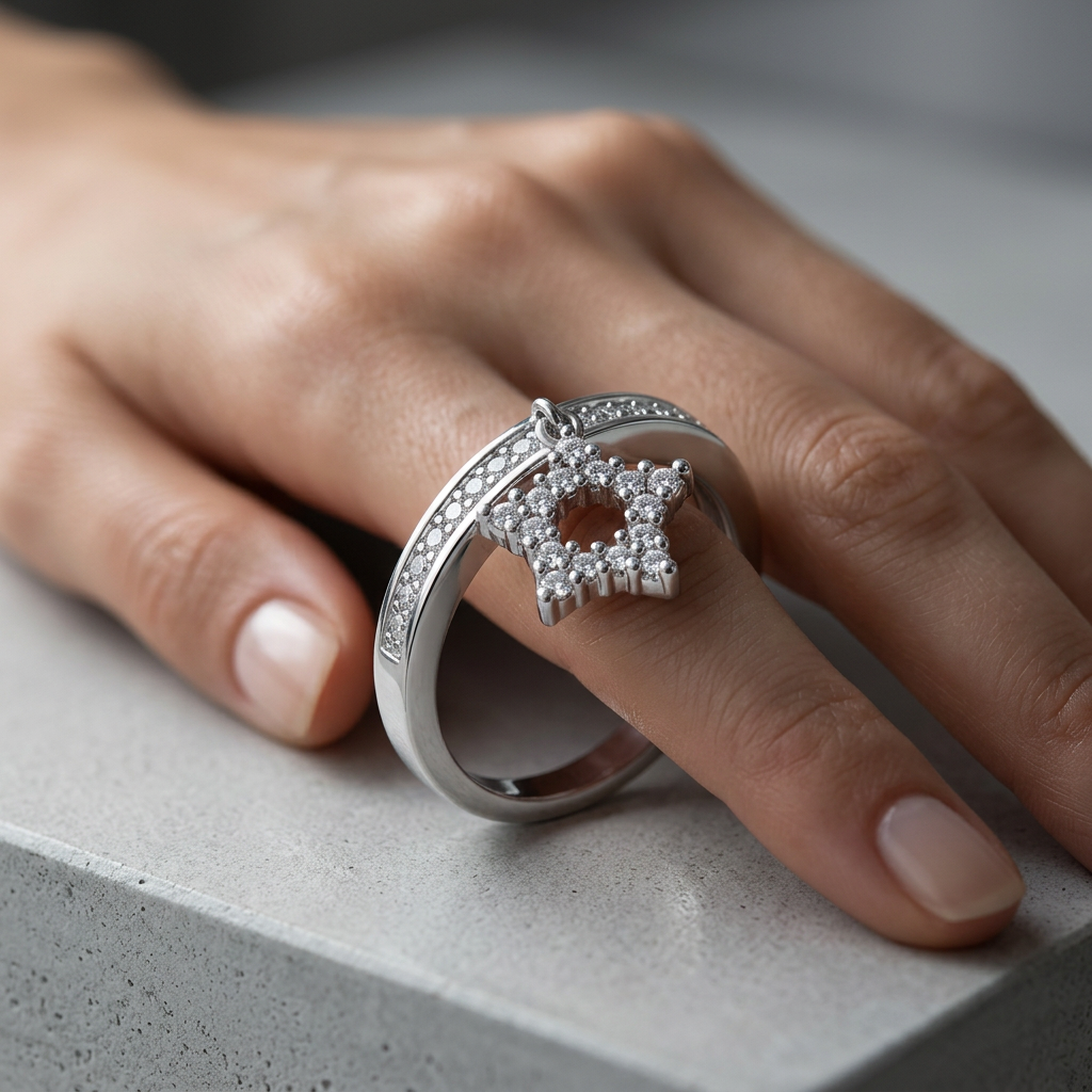 Avera Star 0.25ct Cz Simple Holiday Charm Band Ring